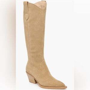 New In Box Dolce Vita Regy Western Knee-High Boot in Dark Taupe Suede